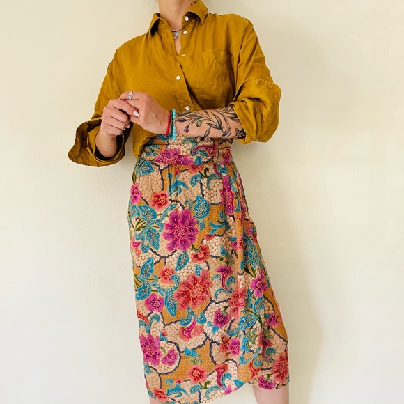 Vintage SK&company wrap midi floral skirt - Picture 2 of 7